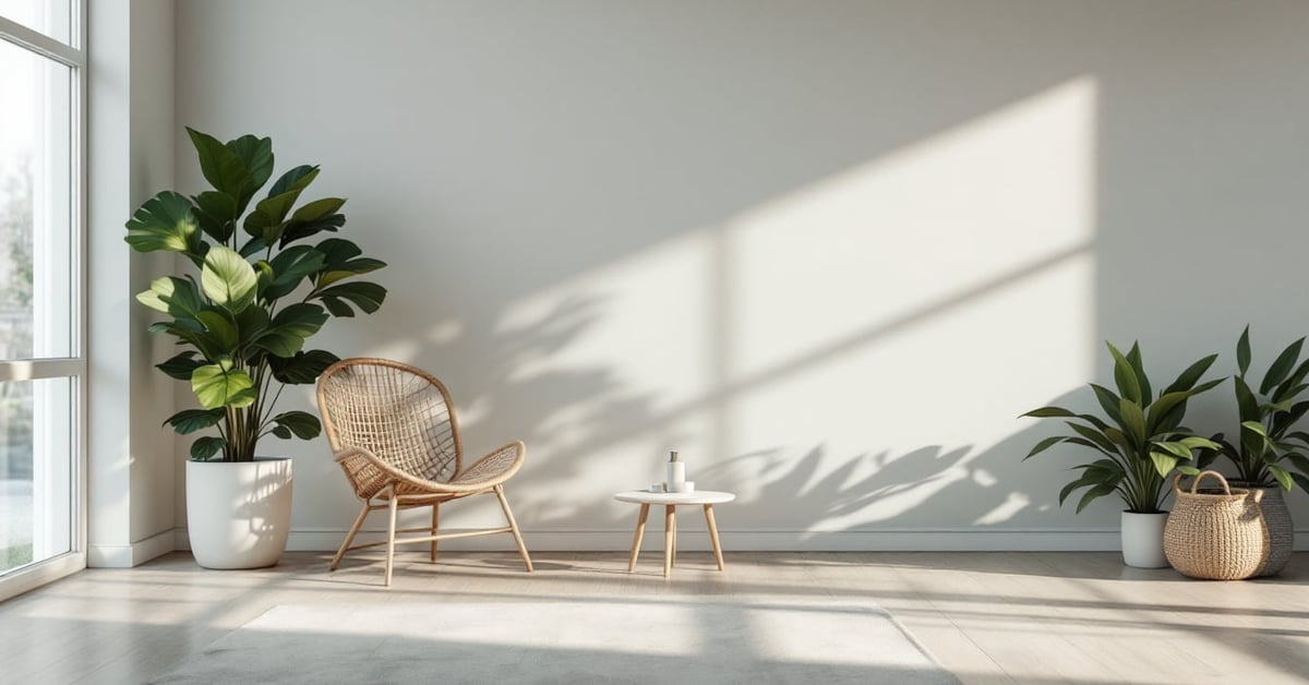 Papier peint Castorama posé dans un salon moderne avec rendu naturel et textures réalistes