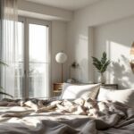 Chambre complète adulte moderne avec lit double, mobilier assorti et décoration épurée