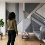 Papier peint 3D trompe l'œil dans un intérieur moderne avec effet immersif et designs contemporains