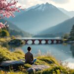 Paysage japonais zen avec jardin traditionnel, nature apaisante et harmonie visuelle à télécharger