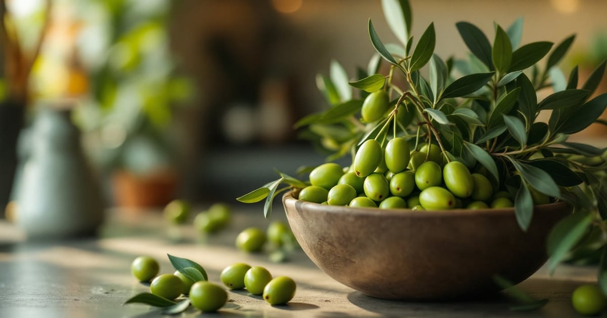 Intérieur moderne avec couleur vert olive sur les murs et accessoires de décoration naturels