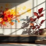 Papiers peints années 70 aux motifs géométriques colorés dans un intérieur moderne et tendance